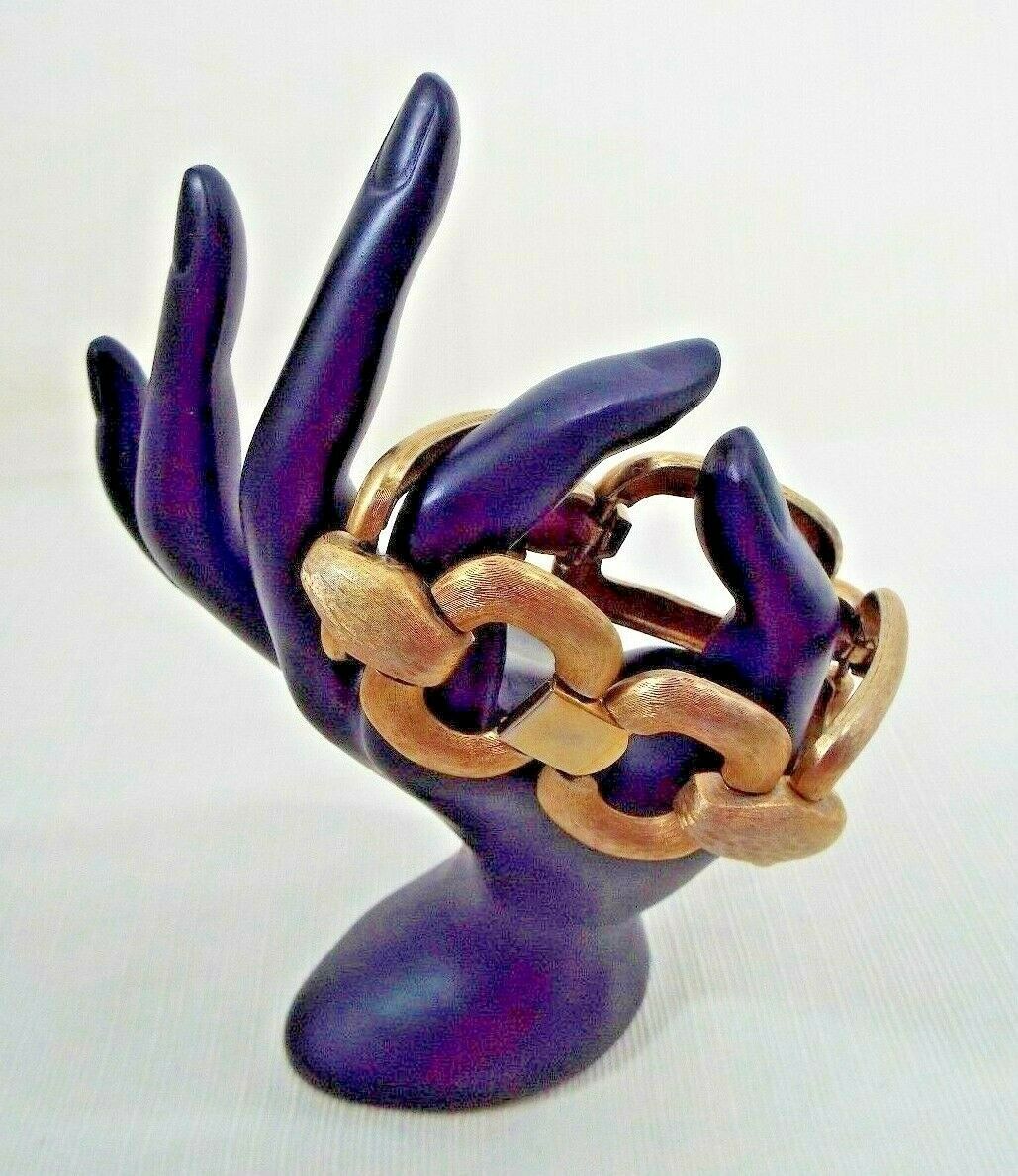 Signed P.E.P. Vintage Erwin Pearl Bold Couture Gold Tone 7.5" Link Bracelet Item image 3