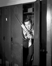 Don Adams Get Smart B&W In Locker On Phone 16x20 Canvas Giclee - $69.99