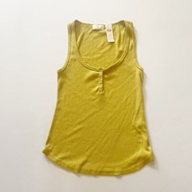 NEW Anthropologie T.La Womens Yellow Tank Top S Sleeveless Ribbed Henley Shirt - £17.40 GBP