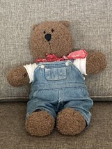 VINTAGE Baby Gap Brannan Teddy Bear Brown Plush 13” Denim Overalls Bandana - £17.25 GBP