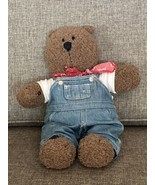 VINTAGE Baby Gap Brannan Teddy Bear Brown Plush 13” Denim Overalls Bandana - £17.13 GBP