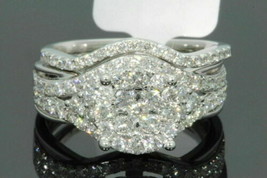 Round Cut Lab-Created Diamond 3.20Ct Engagement Ring Set 14k White Gold Finish - £77.81 GBP