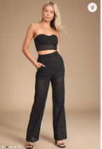 Lulus Total Sweetheart Black Eyelet Embroidered High-Waisted Pants, Size Medium - £39.38 GBP