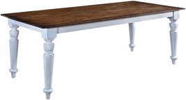 Farm Table Dining Old World Rustic Pecan Top Antique White Brass Mango - £2,189.43 GBP