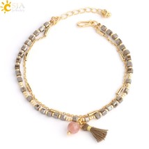 CSJA Bohemian Armband Delica Miyuki Bracelet Beads Bracelets Gold Color Femme Ta - £8.87 GBP