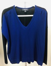 Karen Kane colorblock vneck top in Blue/Black colorblock - size XS - $90.09