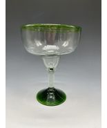 (1 ) Large Mexican Hand Blown Glass Margarita Green &amp; Clear 12oz - $477.77 MXN