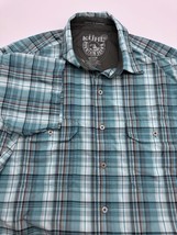 Kuhl Eluxur Short Sleeve Shirt Mens Medium Blue Plaid Outdoor Hiking - £15.67 GBP