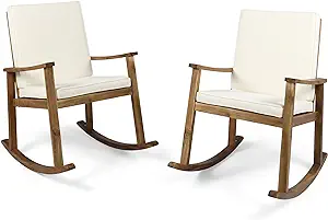 Christopher Knight Home David | Outdoor Acacia Wood Rocking Chair Set of... - $317.99