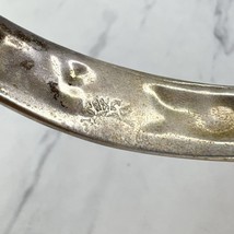 Vintage Taxco Mexico Silver Tone Abalone Shell Flower Hinge Bangle Bracelet - £19.46 GBP
