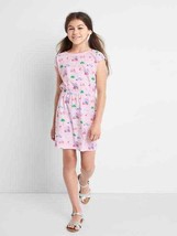 New Gap Kids Girls Cross Back Pink Vacation Print Cap Sleeve Cotton Dres... - £15.71 GBP