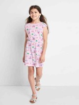 New Gap Kids Girls Cross Back Pink Vacation Print Cap Sleeve Cotton Dres... - $19.99