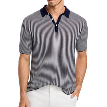 Vineyard Vines Men&#39;s Short Sleeve OTG Superfine Merino Wool Striped Polo Navy - £68.94 GBP