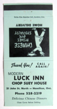 Lucky Inn Chop Suey House - Hamilton, Ontario CA Restaurant 30FS Matchbook Cover - £1.59 GBP