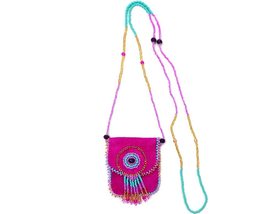 Mia Jewel Shop Authentic Leather Suede Seed Bead Fringe Medicine Pouch Necklace  - $24.74