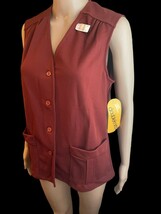 VTG 70s Women’s Vest Textured Polyester Sleeveless Jacket Rust Brown Siz... - $23.76