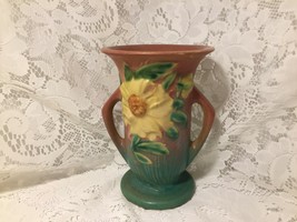 Vintage Roseville Pottery Vase Yellow Peony Flowers Vase Ohio Rare #59-6... - £87.57 GBP