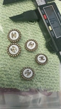 Chanel Button Single 16 mm white/ bronze metal - $14.00
