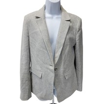 Ann Taylor Loft Women&#39;s 8 Gray one-Button Blazer Jacket casual office - $437.06 MXN