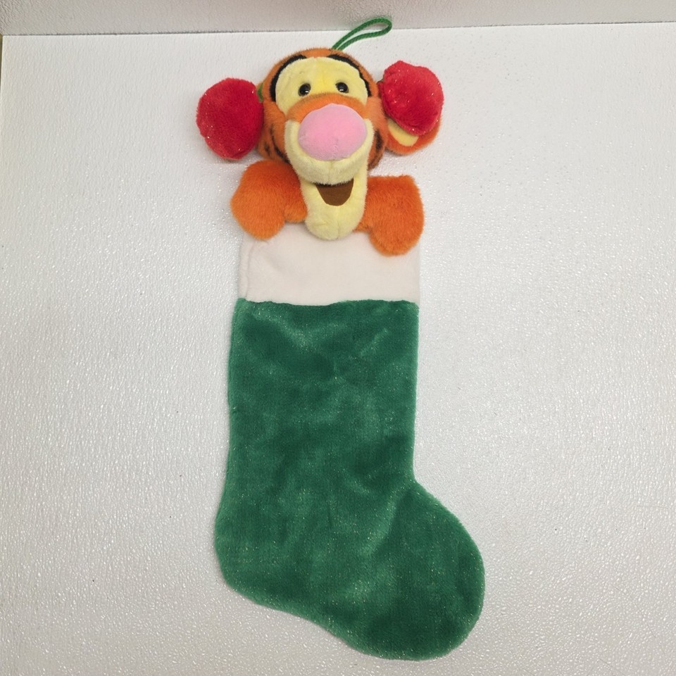 Disney Winnie The Pooh Tigger Earmuffs Christmas Stocking Green Gold Spa... - $24.65