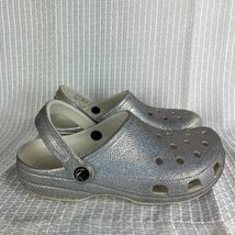 Crocs Classic Clogs Womens 8 Silver Glitter Slip On Comfort Casual Water Shoe - £23.58 GBP