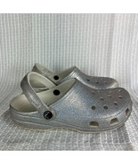 Crocs Classic Clogs Womens 8 Silver Glitter Slip On Comfort Casual Water... - £23.57 GBP