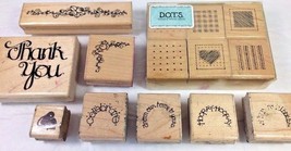 DOTS Kiss Patchwork Rose Bud Vine Flower Thank You Rubber Stamps 103 106... - £11.67 GBP