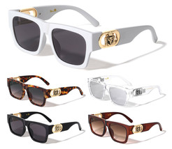 Square Gold Lion Medallion Chain Sunglasses Sport Retro Designer Fashion Outdoor - £7.13 GBP