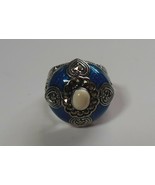 925 Thailand Sterling Silver Heart Blue Enamel Dome Ring Size 8.5 - $192.29 CAD
