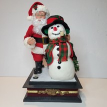 Holiday Creations Scene Santa &amp; Snowman Musical Lights Up Plays Music Vintage - £27.51 GBP