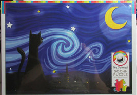 Cobble Hill 500 Piece Puzzle MROWWY NIGHT Black Cat aka Starry Night The... - £29.25 GBP