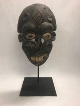 EKPO African Wood carved hand made tribal mask Medicine man Vintage Stand IBIBIO - £397.18 GBP