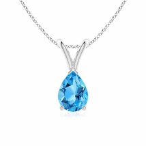 ANGARA Swiss Blue Topaz Solitaire Pendant Necklace in Silver - £142.07 GBP