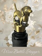 Doxie Weiner Dachshund Dog Wine Bottle Stopper in Gold - $14.80