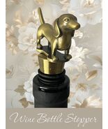 Doxie Weiner Dachshund Dog Wine Bottle Stopper in Gold - $14.80