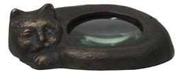 Whimsical Sleeping Kitten Cat Reading Magnifying Glass Cast Iron Accent ... - $21.99