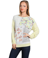 M-Rena Boat-neck Long Sleeve Floral Print Knit Sweater Top - £14.35 GBP