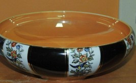 Hand Painted Noritake curved-rim round Bowl 9&quot; Birds &amp; Flowers on Black ... - $17.09