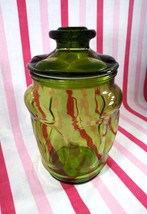 Gorgeous Mid Century LE Smith Avocado Bubble Glass Canister Jar + Seal Tight Lid - £12.46 GBP