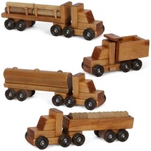 Set of Four (4) Wooden Toy Construction Trucks Vehicles Amish Handmade in USA - £130.30 GBP