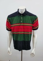 BHC Men&#39;s Pique Polo Shirt Size XL Cotton Blue Red Green Striped Short S... - $8.90