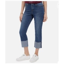 Style &amp; Co Straight Crop Blue Bloom High Rise Jeans Modern Table NWT Size 6 - $25.73