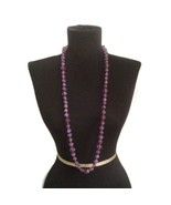 Long Purple Acrylic Beaded Necklace - £10.51 GBP