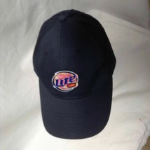 Miller Lite Cap Hat Goodman Blue Cotton Adjustable Black - $17.82