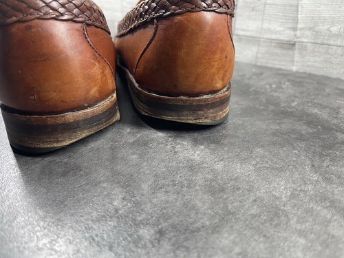 Allen Edmonds Loafers Men 9 B Maxfield Shoes Brown Woven Leather Tassel Slip On Item image 12