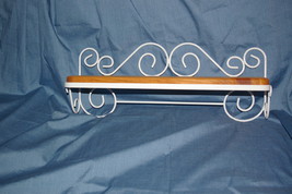 Home Interiors & Gifts White Bakers Shelf Scroll Wire And Wood Homco - $16.00