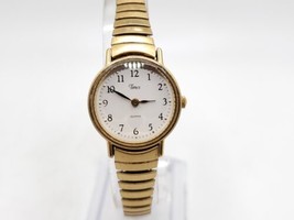 Vintage Timex Quartz Watch Women New Battery White Dial Gold Tone Expandable... - $22.00