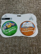 Disney Parks Button Pin Set  I’m Here For The RIDES &amp; AUTOGRAPHS Magic K... - £2.51 GBP