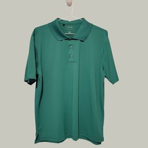 Adidas Mens Polo Shirt Large Green with 3 Button Closure Short Sleeve Golf - £10.85 GBP
