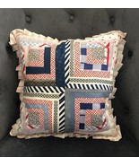 Vintage Handmade Quilt Squares Pillow Feather Insert Cute!! - £31.45 GBP